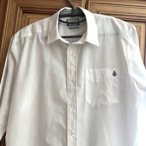 Men Volcom White Button Ups Shirt, Medium